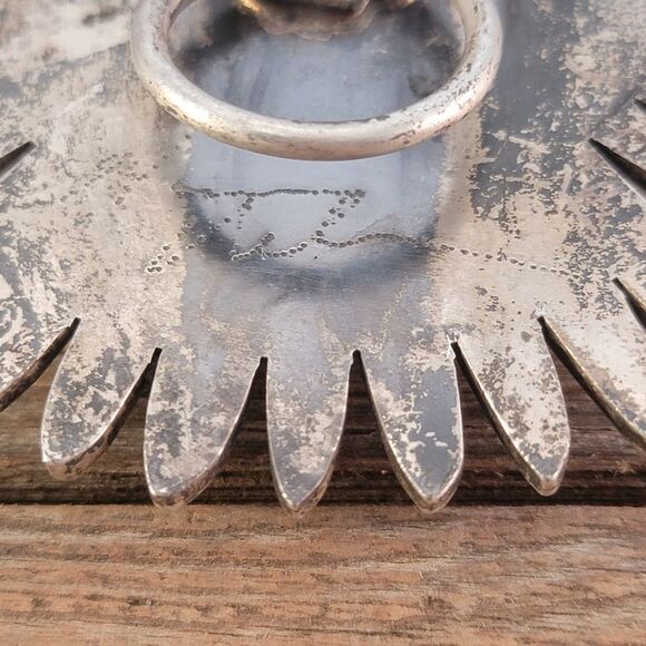 Vintage Navajo Large Eagle Thunderbird Royston Turquoise Bolo Tie - Picture 10 of 11